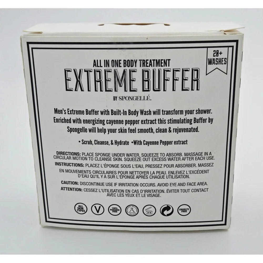 Spongelle Mens Extreme Buffer Bergamot Absolute Body Wash Scrub 3.5oz 20+ Washes